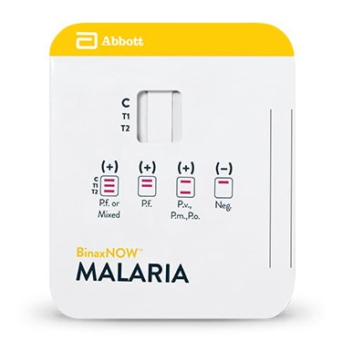 Rychlotest BinaxNOW Malaria pro diagnostiku tropické malárie Plasmodium falciparum v terénu.